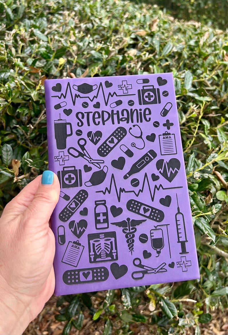 Personalized Nurse/Medical Journal, Doctor Journal, Office Accessory, Best friend gift, Nurse Diary, Custom Notebook, Graduation Gift Purple