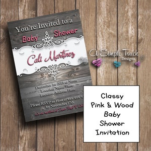 Wooden Simple Classic Baby Shower Birthday Invitation