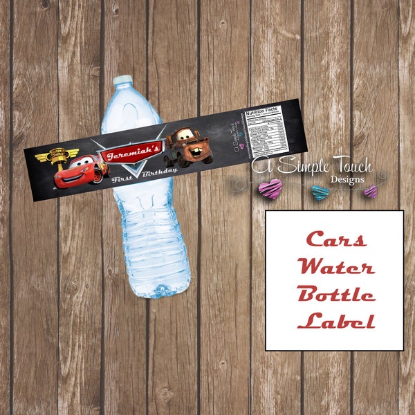 Cars Party Water Bottle Labels