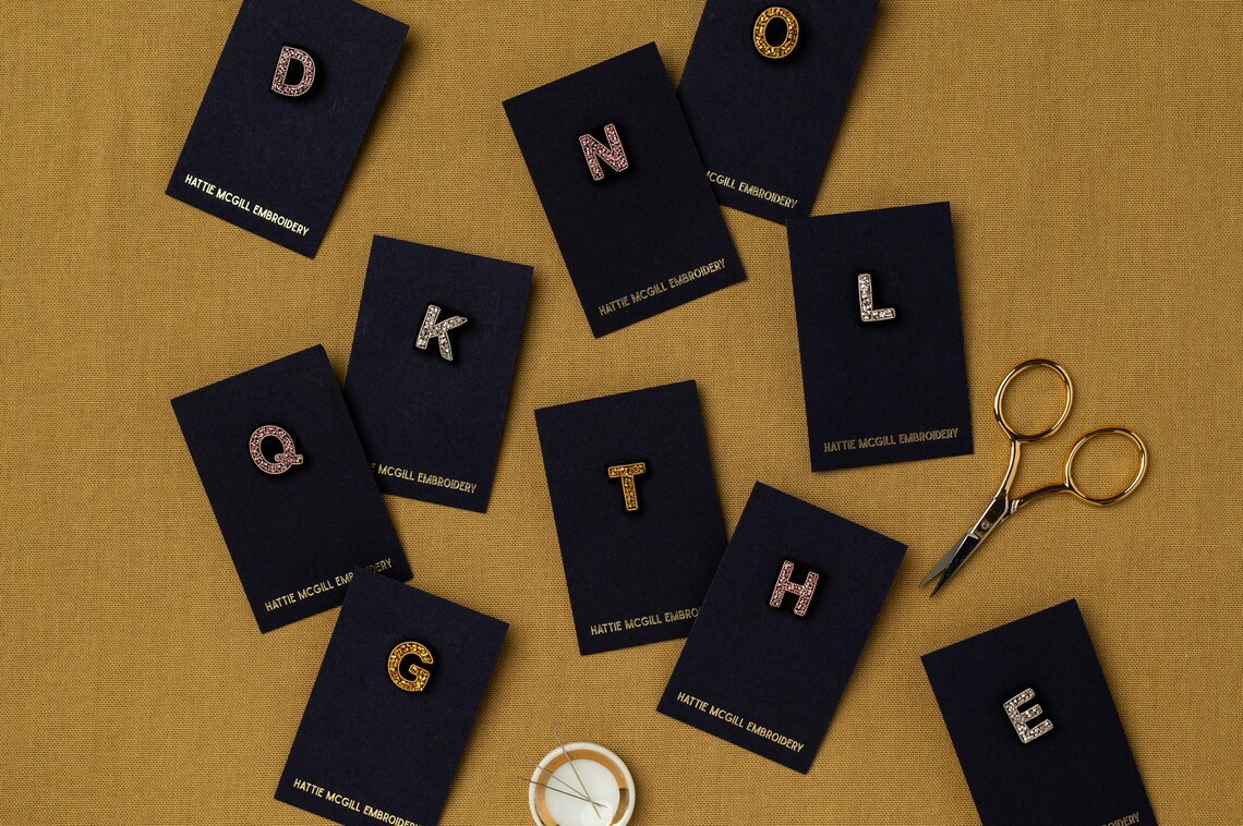 Small Goldwork Letter Pin - Etsy UK