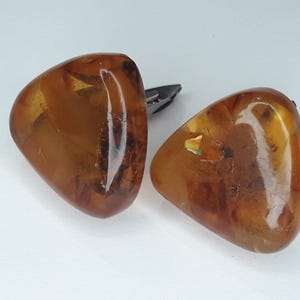 Silver cufflinks with Amber. USSR vintage cuff links 1970&#39;s.