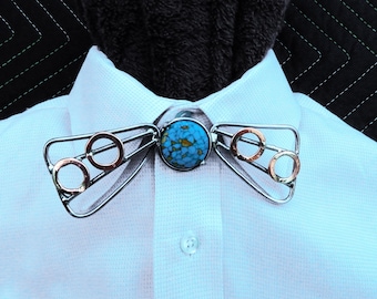 Babe Magnet Metal Bow Tie, Forged Iron jewelry, Steel, Copper, Turquoise