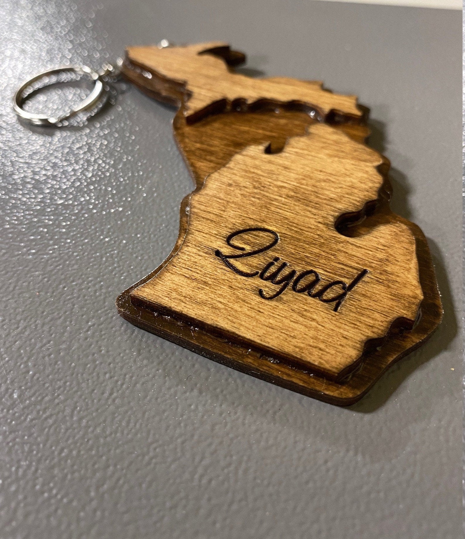 Personalized Wooden Keychain With Name Engraving State Gift Etsy
