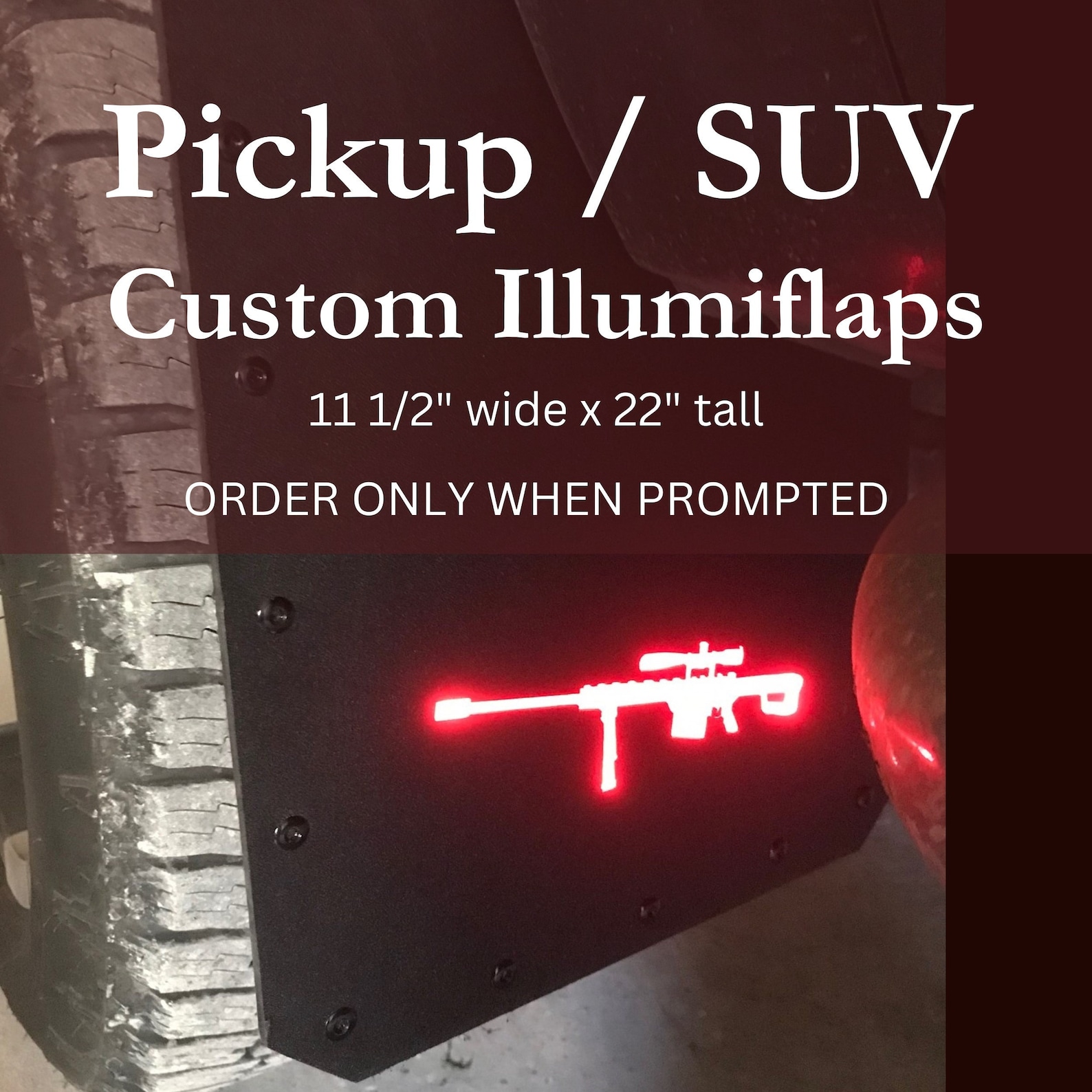 Pickup/suv Custom Lighted Mud Flaps, Illumiflaps, Universal Pickup/suv