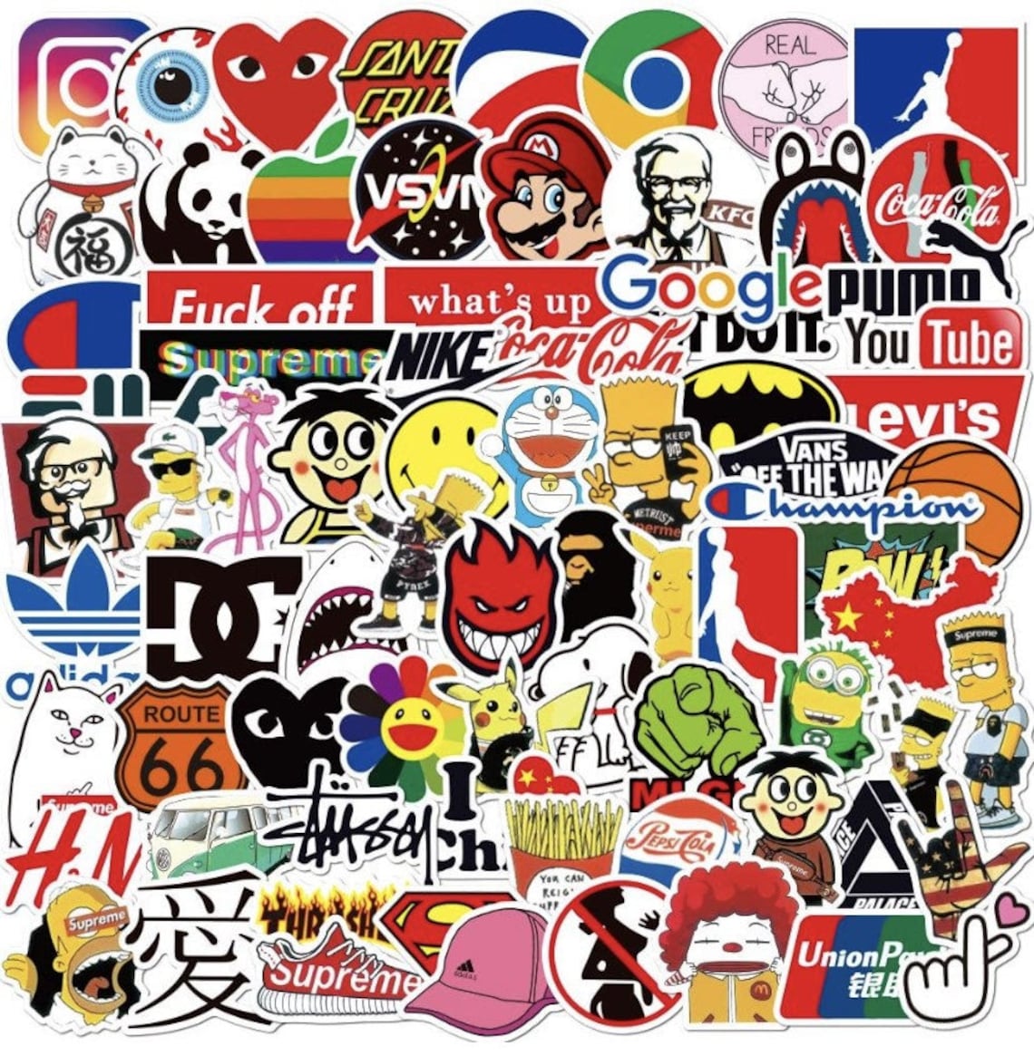 100 pcs Stickers Cool Skateboard Fashion Brand Stickers Etsy