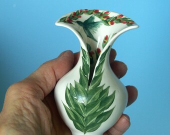 Hummingbird Mini Vase 35 Red Ceramic Gift Miniature Etsy