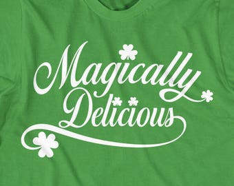 Funny St. Patrick's Day T-Shirt - Magically Delicious, bar pub shirt, party, irish, clover, leprechaun, humor, drinking, lucky charms, retro
