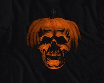 film posters 80s Michael Myers Halloween T-Shirt - scary pumpkin, movie poster, 80s 90s horror, retro slasher, film, psycho killer, halloween 2 II