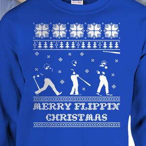 Bat Flip Ugly Christmas Unisex Crewneck Sweater Royal Blue Funny Joey Bats Blue Jays Gift Mens Ladies TShirt T-Shirt Toronto Baseball World