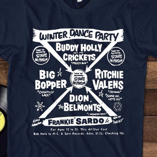 Winter Dance Party Tshirt - 50s 60s oldies rock band tshirt big popper dion gift for oldies music