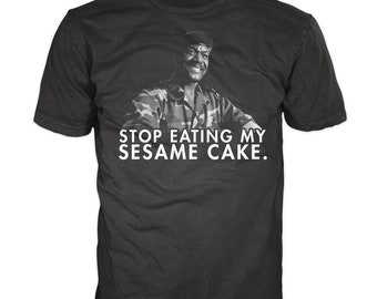 Stop Eating My Sesame Cake Congo Movie T-Shirt - captain wanta, funny meme, tim curry, delroy lindo, cult classic film, 90s, 1995, retro