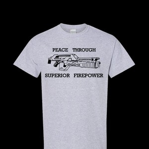 Aliens T-shirt - peace through superior firepower tshirt, 80s sci-fi, cult classic tee