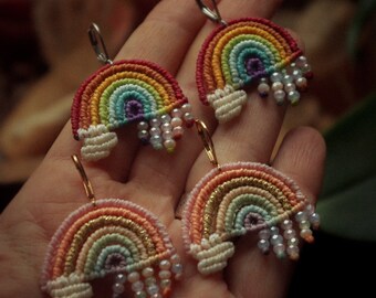 Rainbow earrings, micromacrame jewelry, made to order!