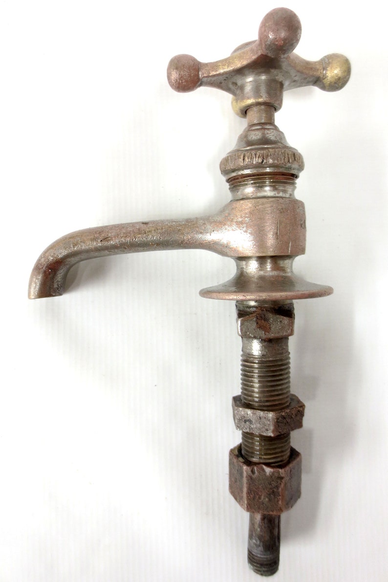 Antique 1900 S Chrome Plated Solid Brass Kitchen Faucet Image 0