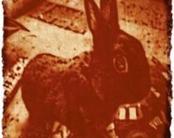 Vintage Bunny Rabbit Art Print: Sepia Tone Pet Portrait