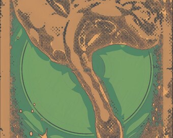 Psychic Snake Art Print: Green Ball Python Digital Drawing