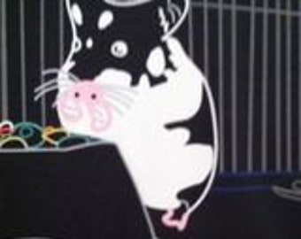 Hungry Hamster Art: Black and White Rodent Drawing (Digital Artwork)