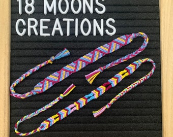 Striped friendship bracelet, colorful cotton thread, handmade bracelet duo