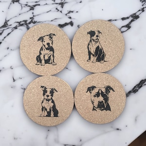 Pitbull gift. PItbull coasters, dog coasters, cork engraved coasters, Pitbull Mom, Dog Mom, Pitty Gift, Pitbull, American Pitbull