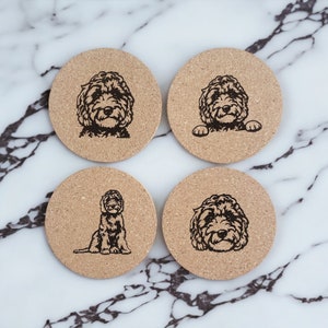 Labradoodle gift. Doodle Dog coasters, dog coasters, cork engraved coasters, Labradoode Mom, Doodle Gift, Lab Gift, Lab,