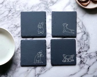 French Bulldog Slate coasters, Frenchie Mom, French Bulldog Gift