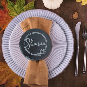 Thanksgiving table decor, laser engraved slate coasters, thanksgiving place cards, Thanksgiving Table Settings, Thanksgiving place cards