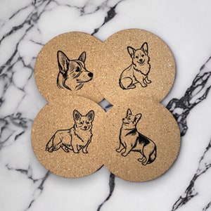 Corgi gift. Welsh Corgi coasters, dog coasters, cork engraved coasters, Cogi Mom, Dog Mom, Welsh Corgi Gift, Corgi, Welsh Corgi, Corgi Decor