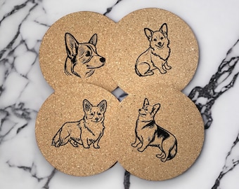 Corgi-cadeau. Welsh Corgi-onderzetters, hondenonderzetters, met kurk gegraveerde onderzetters, Cogi Mom, Dog Mom, Welsh Corgi Gift, Corgi, Welsh Corgi, Corgi Decor