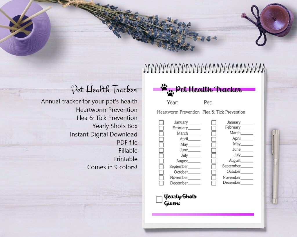 Pet Health Tracker! Editable, Fillable, Printable Annual Checklist for ...