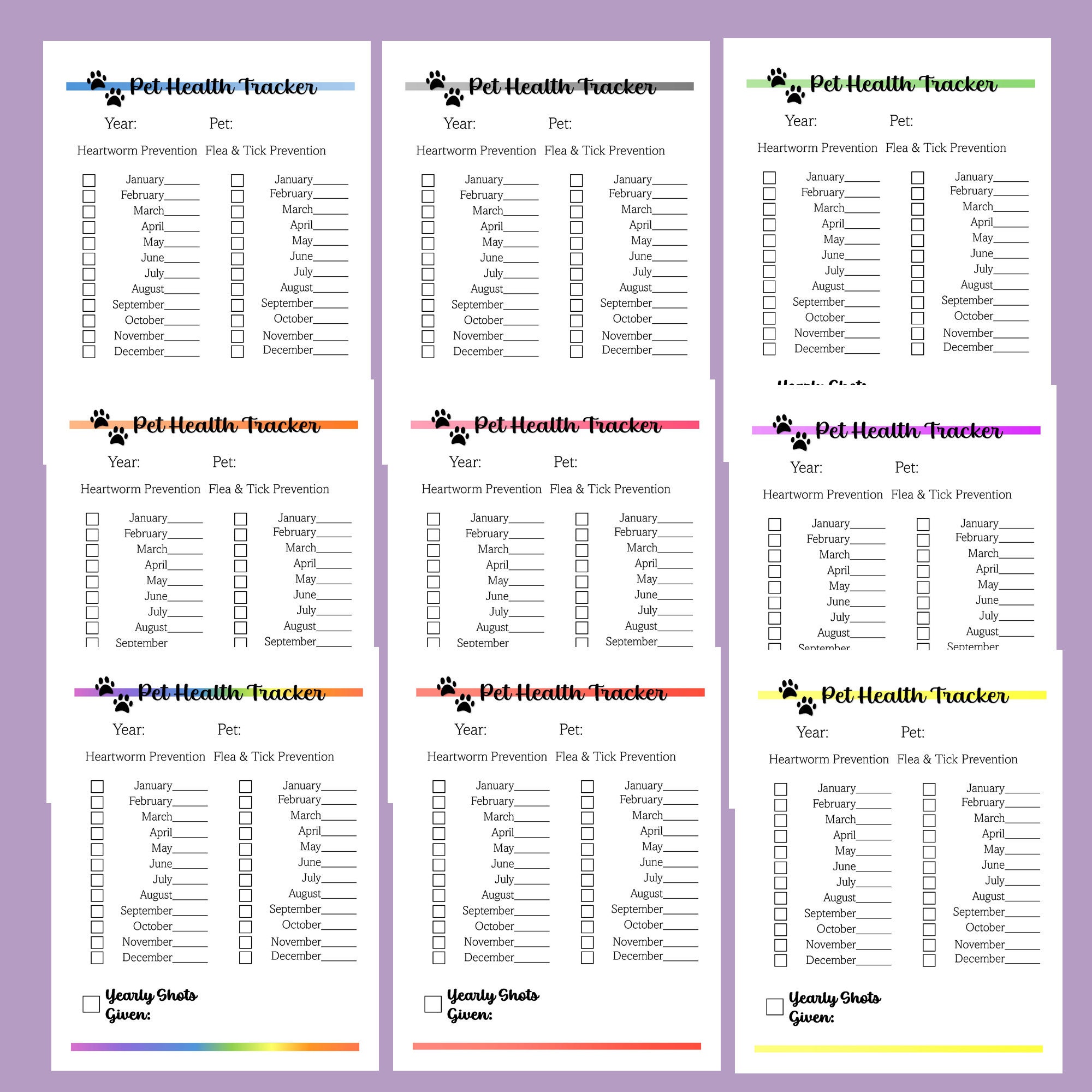 Pet Health Tracker! Editable, Fillable, Printable Annual Checklist for ...