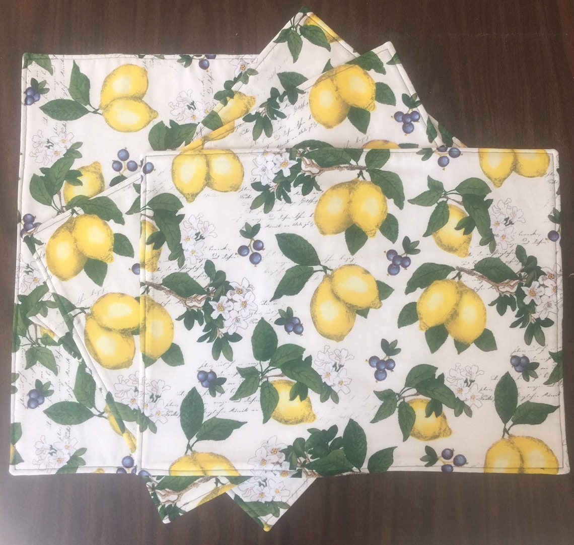 Set of 4 Placemats Lemons and Blueberries Etsy UK