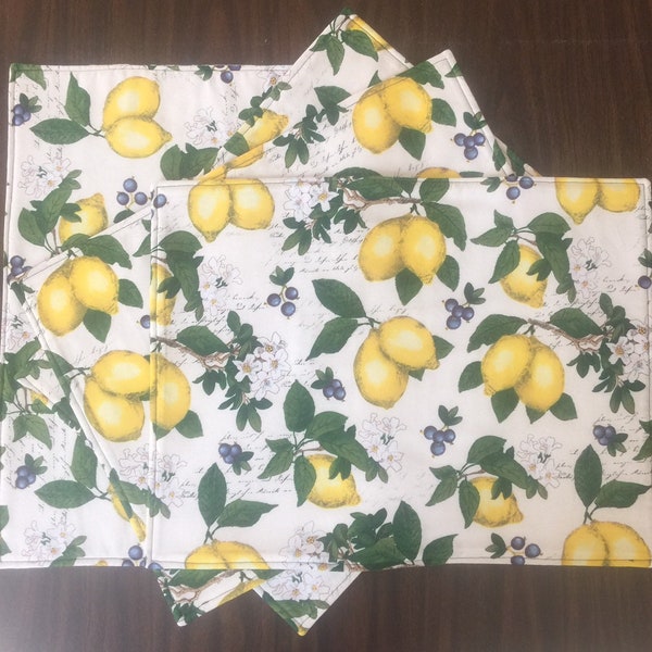 Set of 4 Placemats - Lemons and Blueberries