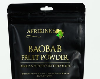 Natural Baobab Powder (8oz.) - African Super Foods - Packed with Vitamin C, Calcium, Magnesium, Potassium by Afrikinky