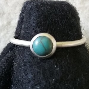 Ring, 6MM Native Turquoise Gem mounted on Sterling Silver band, good toe ring,  Size to order.