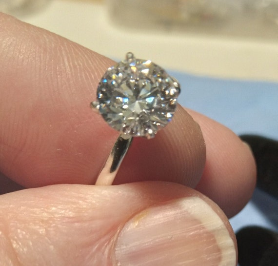 7.5MM Cubic Zirconia Solitaire Sterling Silver Engagement Ring