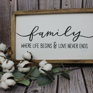 Family Where Life Begins Sign, Family Sign, Family Wood Sign, Farmhouse Family Wood Sign, Rustic Family Sign, Mother&#39;s Day Gift, Gift Idea