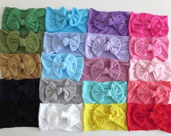 Wide Nylon Headbands, Baby Nylon Headband Nylon Headwraps Baby Girl Headbands Bows, Baby Headband Top knot Bow Headband Baby Turban Headwrap