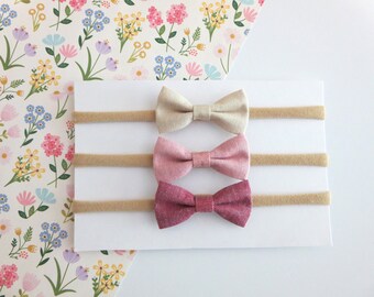 Mini Bow Headband Nylon Baby Headbands and Bows Small Baby Bows Mini Newborn Bow Tiny Bow Headband Dainty Baby Headbands for Girls