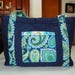 Quilted Patchwork Handbag - Purse Dark Blue with blue & green paisley