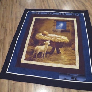 Christmas Quilt, Baby Jesus, Nativity, Baby in manger, large throw