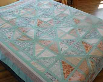 Patchwork queen size quilt - with 2 pillowcases