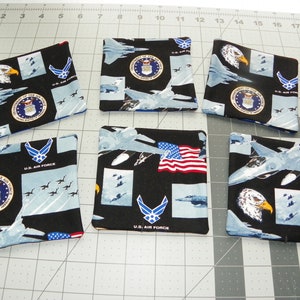 Air Force coasters - mug rugs - set of 6 - Reversible - fabric