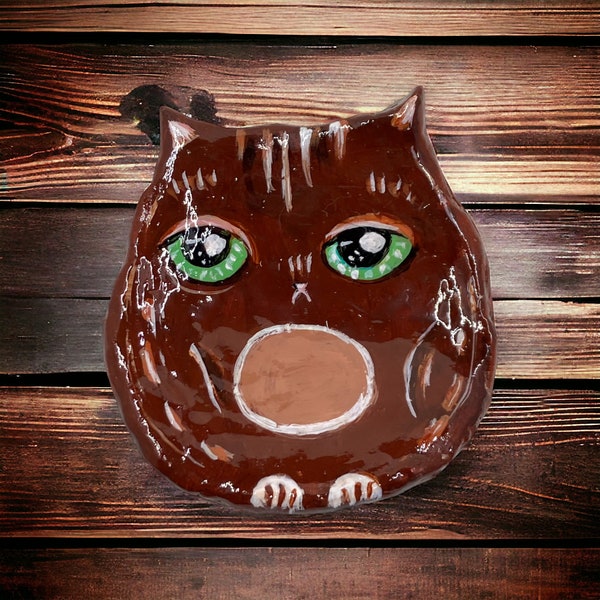 Little brown kitty trinket dish