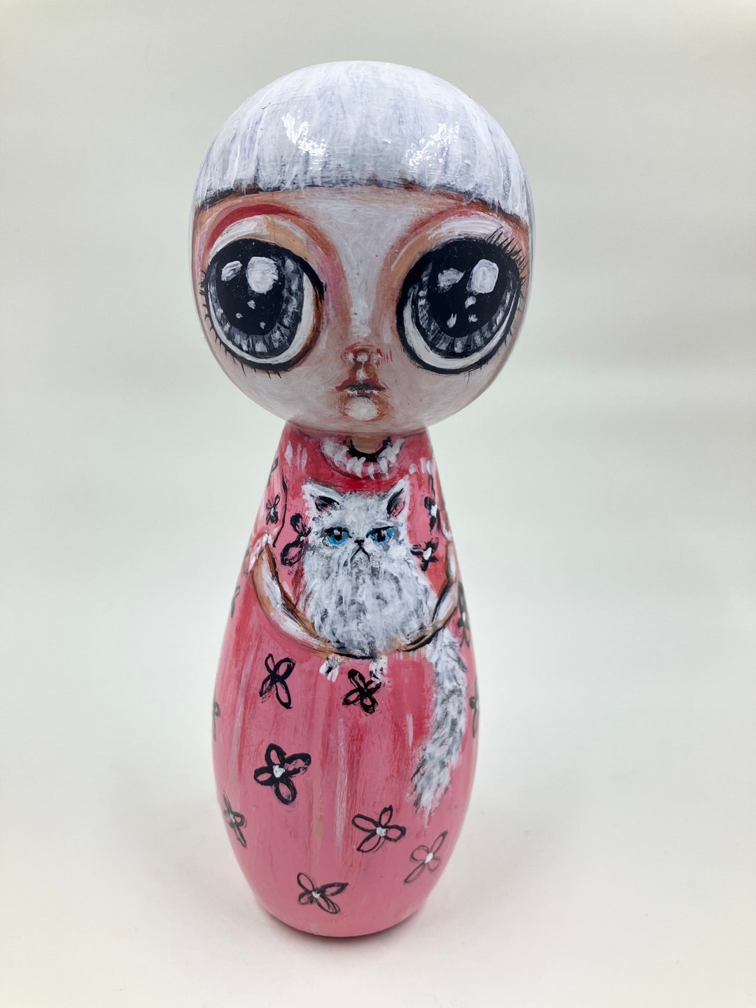 Weird Girl Handpainted Giant Kokeshi Doll Etsy
