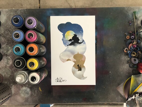 Jasmine /& Aladdin Original Spray Paint By Dimkad Art Glow In The Dark