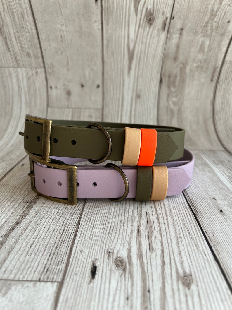 The Double Keeper One Bespoke Waterproof Biothane Dog Collar includes personalised hand-stamped tag image 3