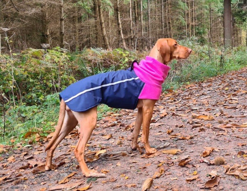 Custom Made Fleece Lined Dog Coat Navy Blue & Pink Warm Winter Etsy UK