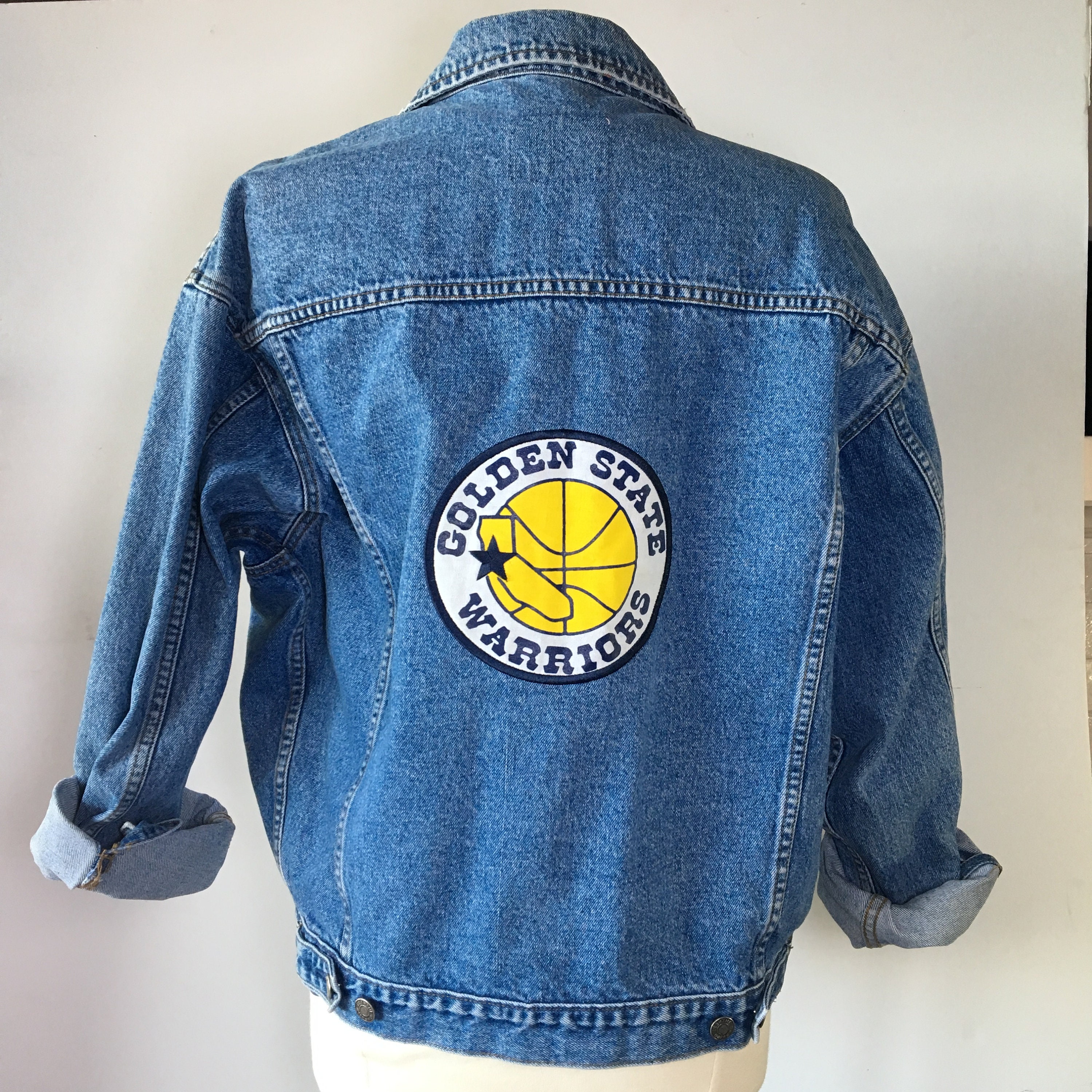 warriors denim jacket