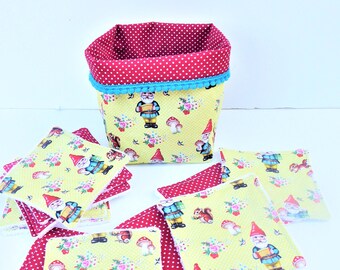 Lote de 12 toallitas lavables y su cesta a juego, toallitas para bebés, toallitas de maquillaje en algodón oeko tex y esponja de bambú blanco