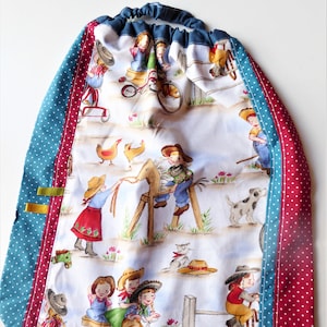 Elasticated canteen towel, elasticated napkin, canteen towel, boy towel, vintage cowboy